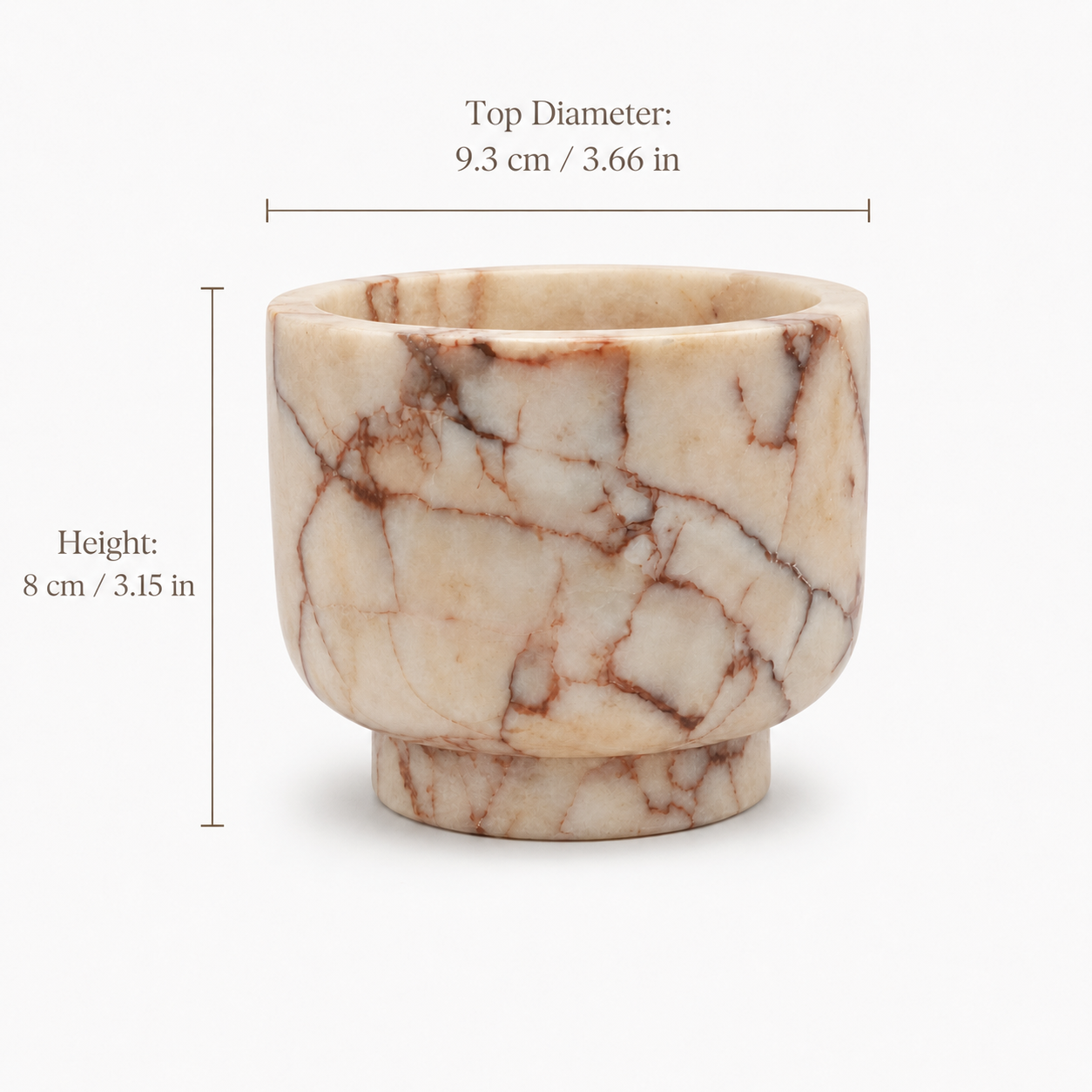Natural Marble Wickless Candle — Red Vein Marble Vessel Scented Candle, 5.6 oz