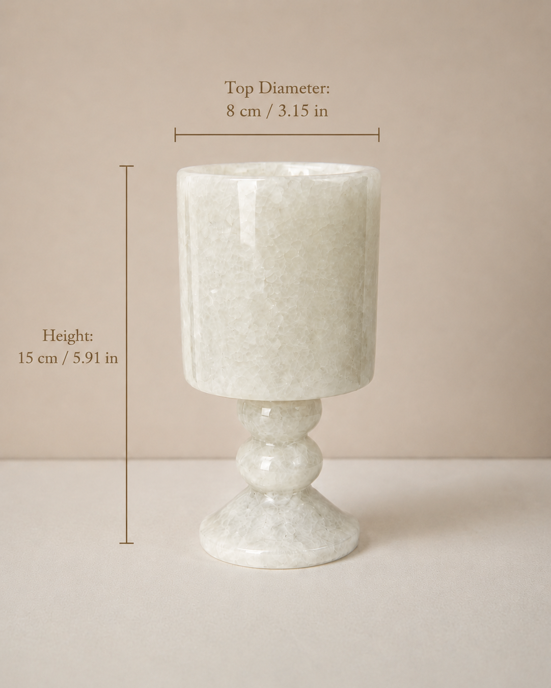 Natural Marble Wickless Candle — Soft White Crystal Look Marble Vessel Scented Candle, 5.8 oz