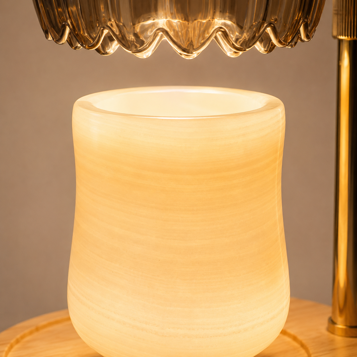 Natural Marble Wickless Candle — Ivory Tulip Marble Vessel Scented Candle, 4.6 oz
