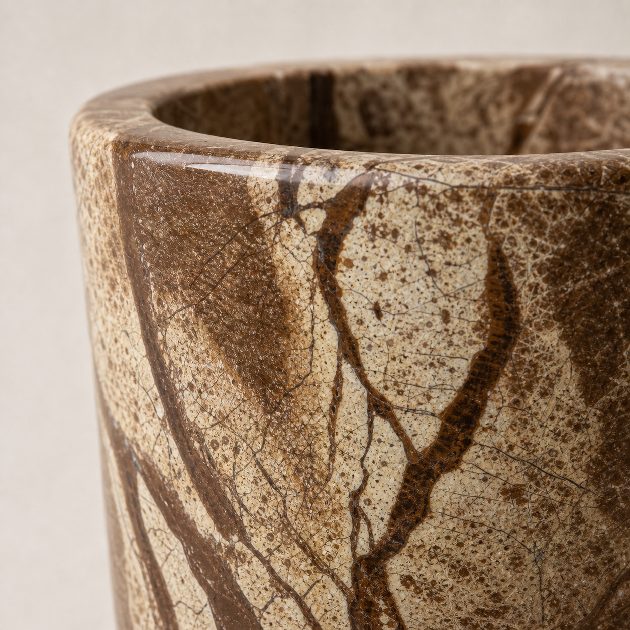 Natural Marble Wickless Candle — Forest Brown Marble Vessel Scented Candle, 5.6 oz